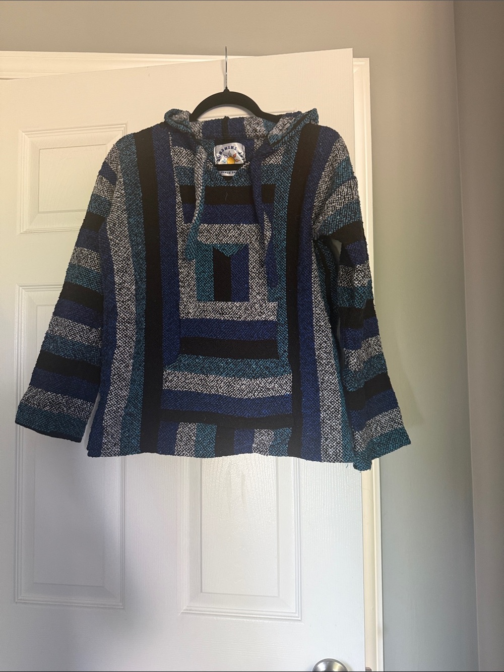 Striped Hooded Baja Sweater - Blue